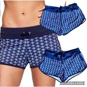 Athleta Kara Navy & White Printed Drawstring Swim Shorts – Size M